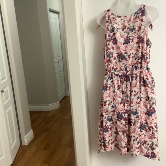 April Cornell Floral Midi Dress - Cream, Pink, and Blue - Picture 4 of 5